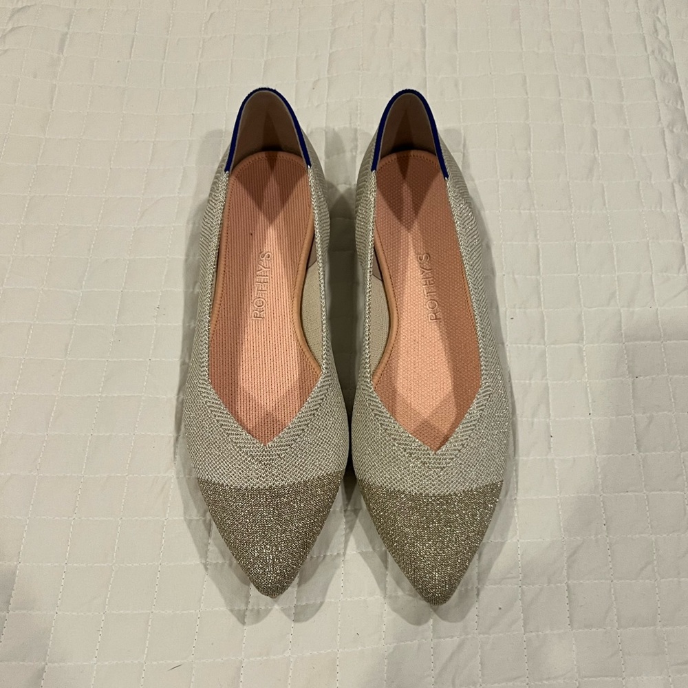 Sz 10.5 Rothys Gold Metallic